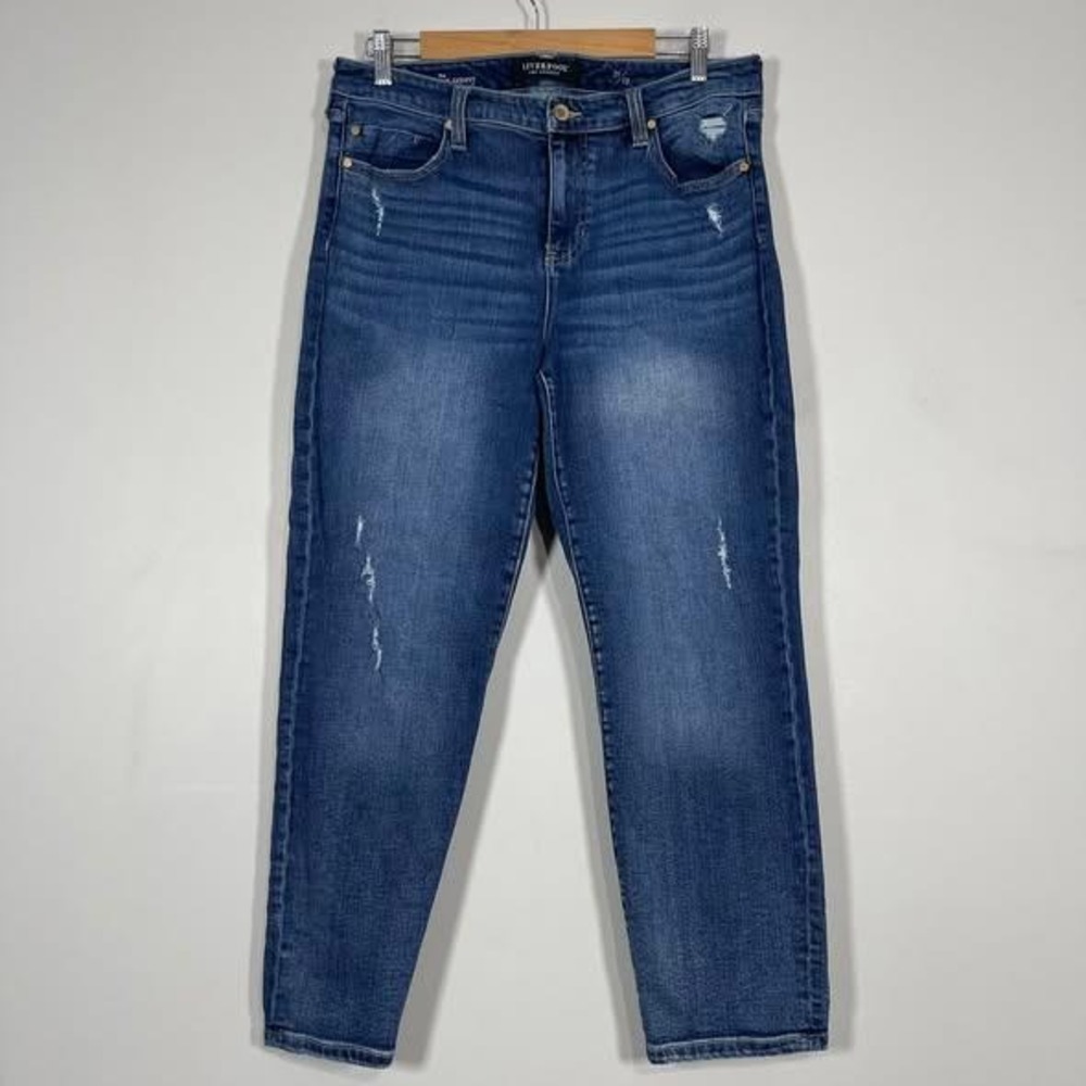 Liverpool Non Skinny Skinny Jean Wms 12/31 Denim Pixie Wash‎ Mid Rise Cropped